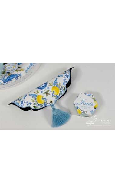 Trusou botez mediteranean inspiratie italia Capri Sorrento cu lamai si faianta alb cu albastru Italian Boy 11
